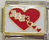 Red Heart wiith 3 small hearts 9mm Italian Charm